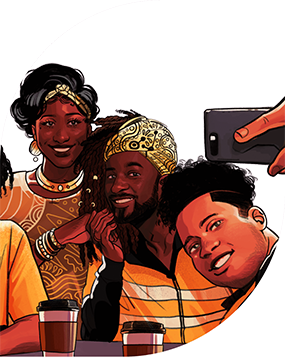 A family that includes a trans woman together pose for a group selfie