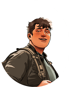 A young man wearing a backpack smiles